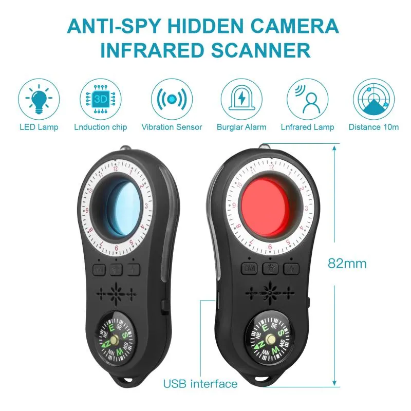 Mini Camera Detector Anti Camera GPS Tracter Eavesdropping Finder Infrared Scanner Multi-Functional Alarm Sensor S100/CC308 Detector
