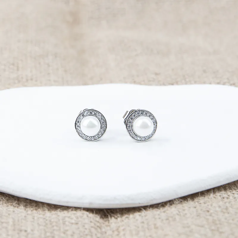 Pendientes Vintage de 7mm con perlas de imitación, joyería de boda, pendientes para mujer 199C