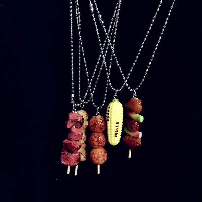 Ожерелья с подвесками, забавное ожерелье с жареной куриной ножкой для женщин, смоляное мини-милое ожерелье с имитацией барбекю и еды, ювелирные изделия для девочек Elle22277e