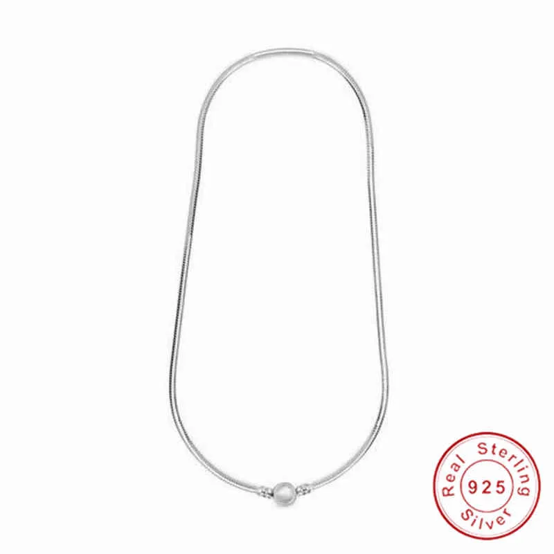 Nieuwe ketting zilveren kleur eenvoudige slang fit originele pandora charme bead hanger voor vrouwen sieraden diy