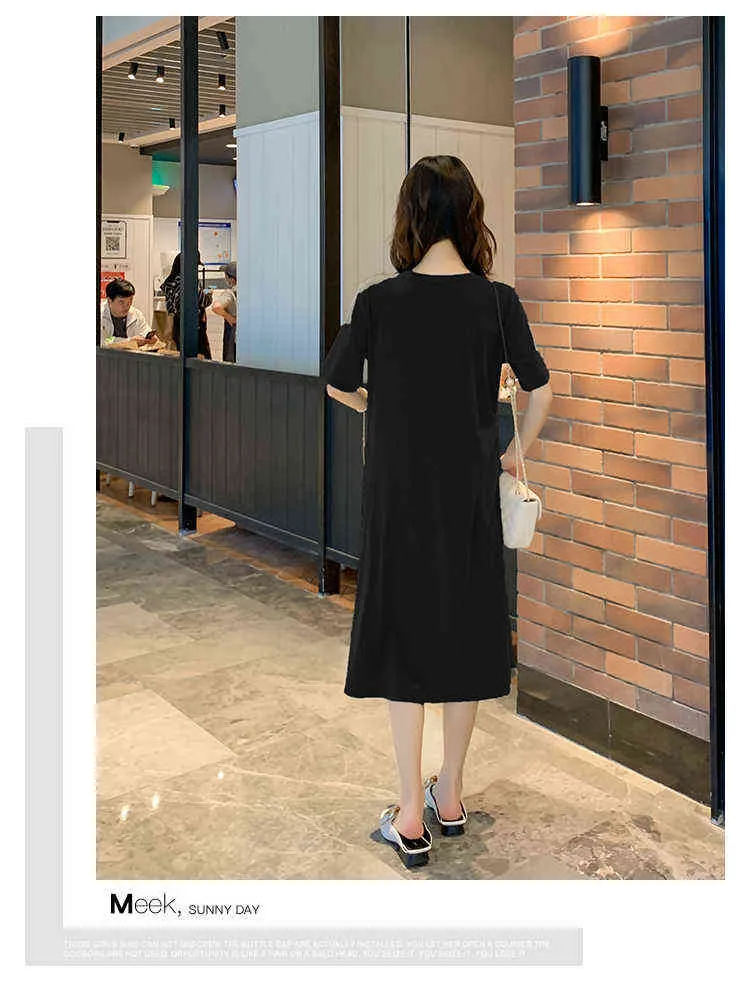 Summer Pregnant Women Knitting Cotton Dress Maternity Dress Short Sleeve Oneck Casual Modal Dress Loose Clothing Wholesale J220628