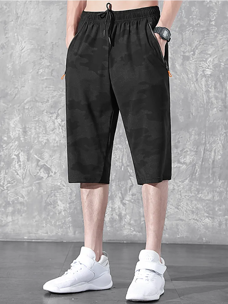 Летние черные камуфляжные бриджи шорты Мужчины спортивная одежда в воздухопроницаем