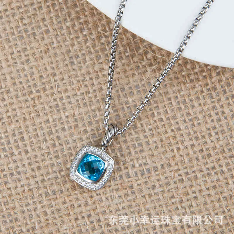 Halsband Dy Men smyckesdesigner halsband petite bluetopaz svart onyx ametyst granat diamanthänge high end smycken kvinnor2390