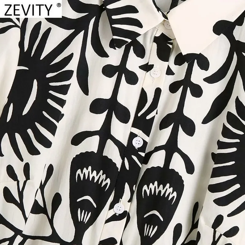 Zevity Frauen Vintage Schwarz Totem Print Bogen Schärpen Hemd Kleid Weibliche Chic Drei Viertel Hülse Beiläufige Dünne Midi Vestidos DS8640 220713