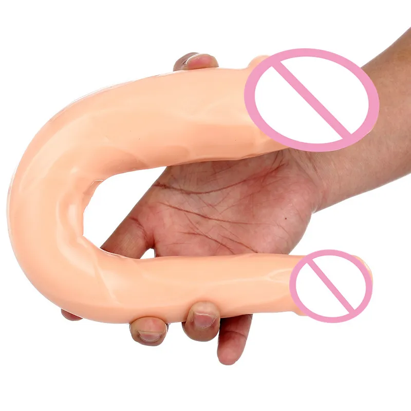40 cm Długie duże dildos podwójne głowę Ogromne realistyczne dildoanalne penis sztuczna masturbacja pochwy Seksowne zabawki dla kobiet lesbijki