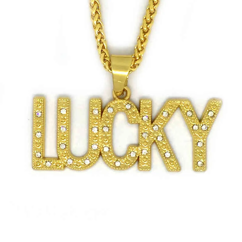 Crystal Letter Lucky Hangers kettingen Golden Bling sieraden geschenken mannen vrouwen hiphop charme strass ketens geluk 252k