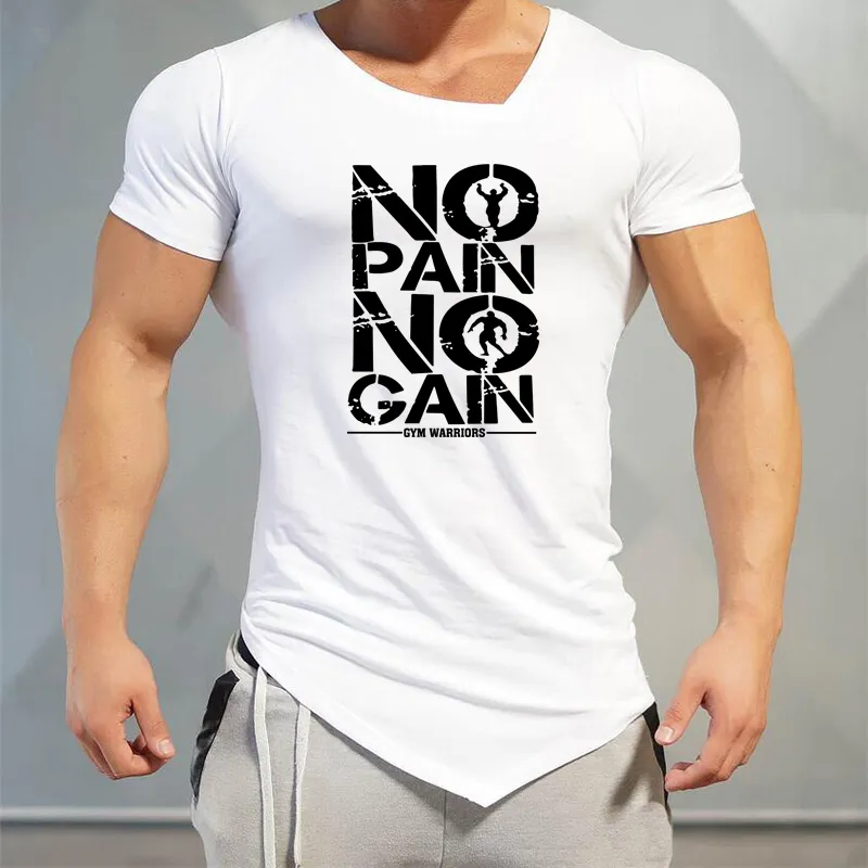 Muscle Guys Moda Fitness Tshirts Vücut geliştirme Fitness Marka Giyim Giyim Pamuk Erkek Kısa Kollu Tshirt Egzersiz Tees 220621