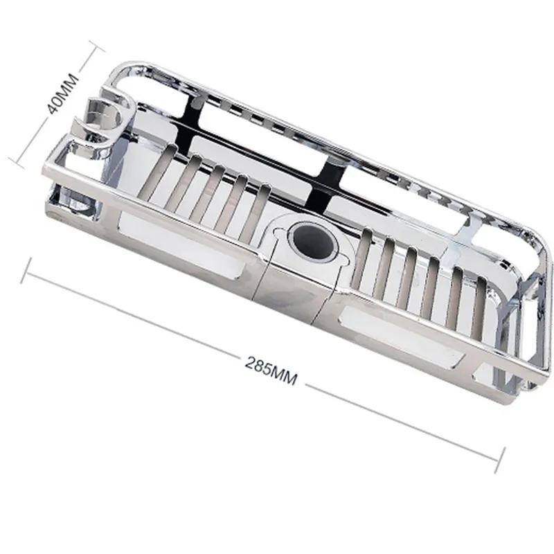 Soporte de bandeja de baño estante de almacenamiento organizador antibacterias barra de elevación rectangular sin perforación estante de ducha de elevación extraíble 220527