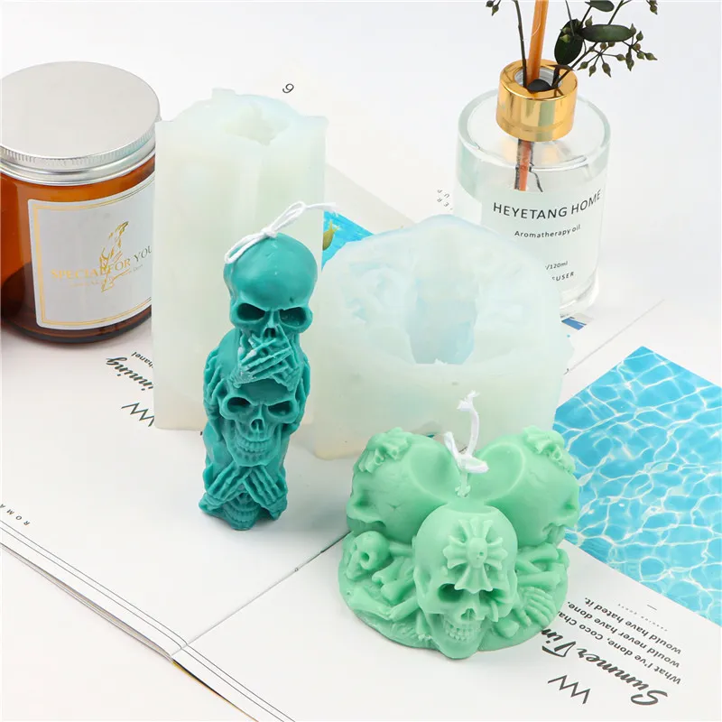 Three faced Goddess Candle Silicone Mold DIY Skull Witch Making Kit Soap Caly Resin Cake Gifts Craft Supplies 220721