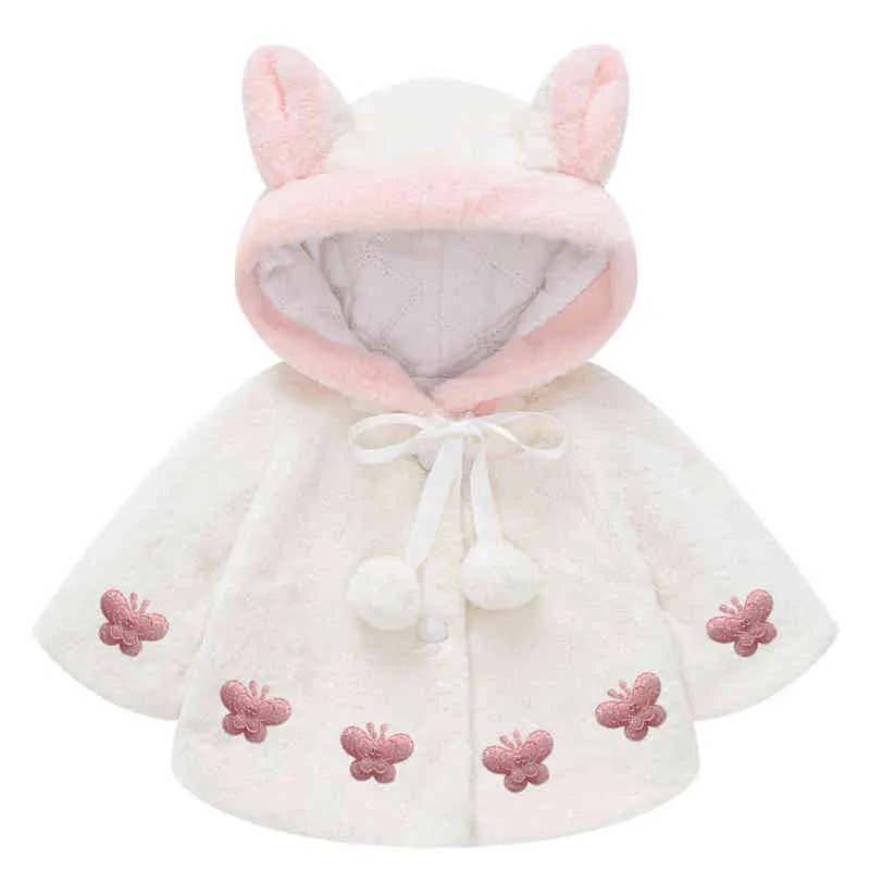 Baby Girls Coat Jacket Childrens Wool Sweater Jacket Bunny Ear Shawl Hooded Clothes Printed Outfit Tops Kids 1-4 years J220718