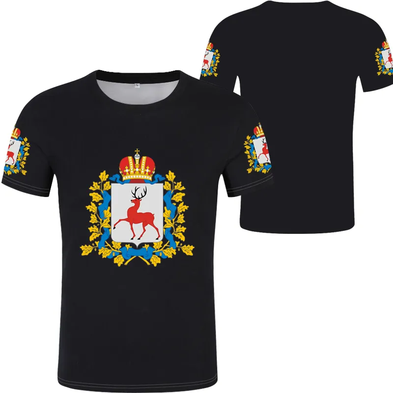 Nizhny Novgorod Oblast 티셔츠 무료 사용자 정의 이름 번호 래그 러시아 티셔츠 팀 의류의 연방 주제 220702의 플래그 220702