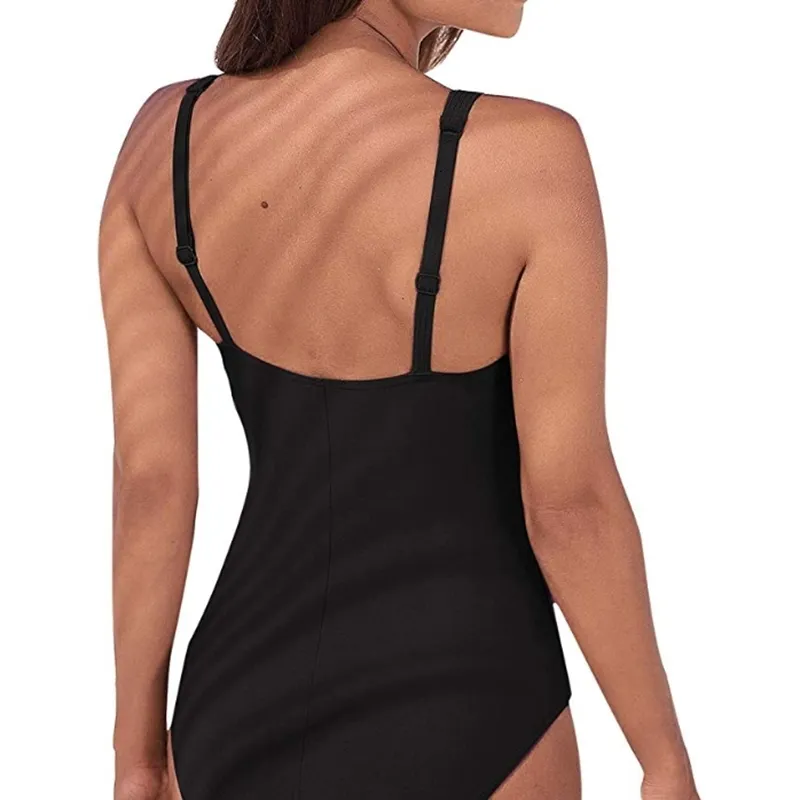 Swimsuit Women Tummy Control Swimwear Plus Size Bathing Suit Ruched Monokini Vintage Solid Summer Beachwear 2XL 220505