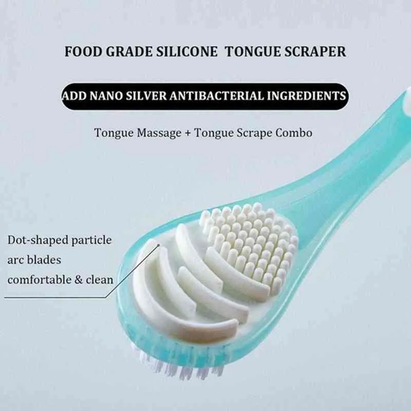 NEW Double Side Tongue Cleaner Brush For Cleaning Care Tool Silicone Scraper Toothbrush Fresh Breath 220614