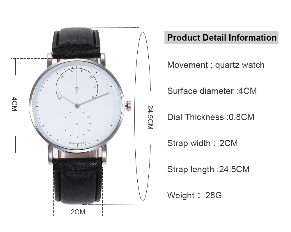 New 8mm Pointers Work Casual Wristwatch NOMOS Waterproof Leather Business Men Watch Quartz Dress Watches266w