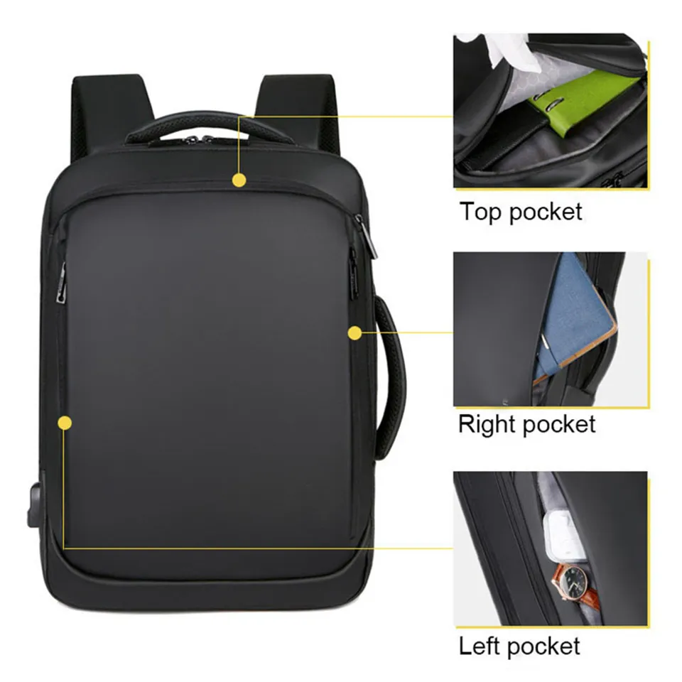 HBP 15 6 بوصة محمول على ظهره على ظهر Backback Mens Business Notebook Mochila Mochila مقاومة للماء Pack USB Bag Bag Bagpack 2023 Male Backpa212Q