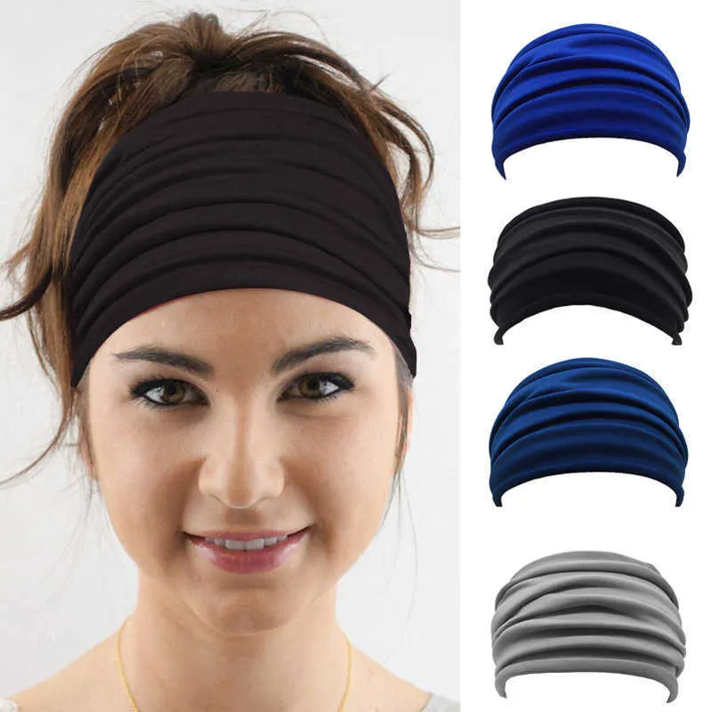 Rüzgar buruşuk stil genişletilmiş elastik kafa bandı moda anne ter emici yoga saç bandı eğlence saç bandı kadın