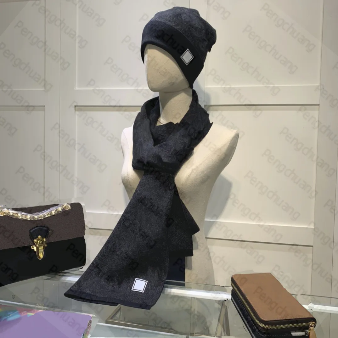 Designer Beanies Scarves Sets For Winter Women Men Scarf Cap Suits Warm Woolen Beanies Shawl Snow Hat305h