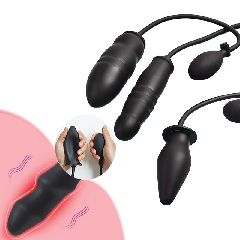 Ny Anal Expander Butt Plug Silicone Dildo Massager Sexiga leksaker Uppblåsbara för manliga kvinnliga produkter Bakgård