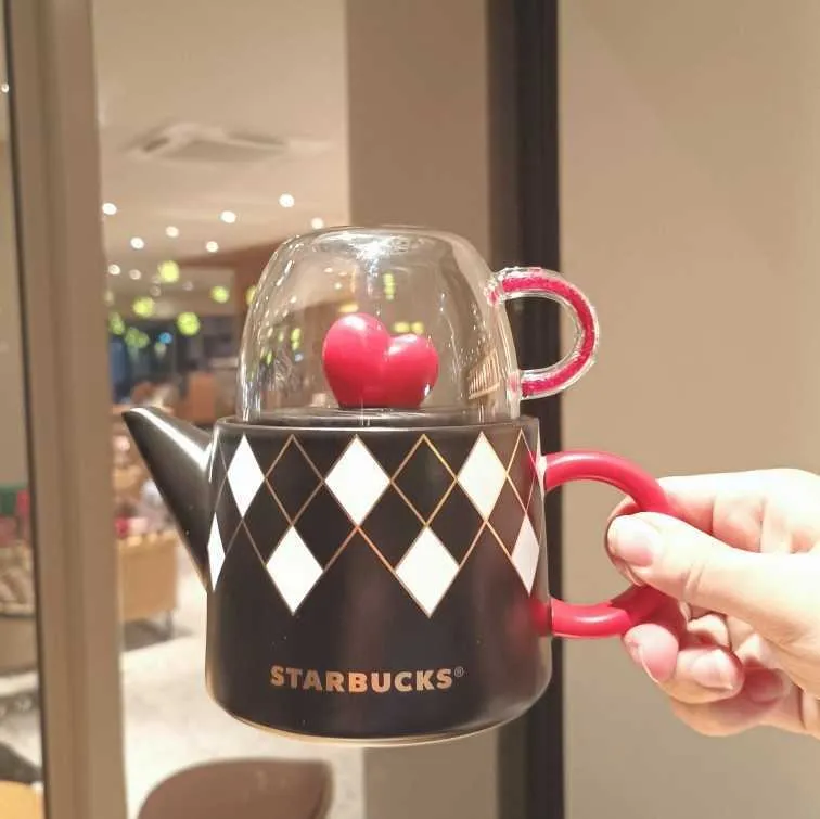 Starbucks Cup 2022 Cadeau de la Saint-Valentin Amour Rencontre Joueur d'échecs Motif en damier King Queen Groupe de tasses de thé pour hommes et femmes