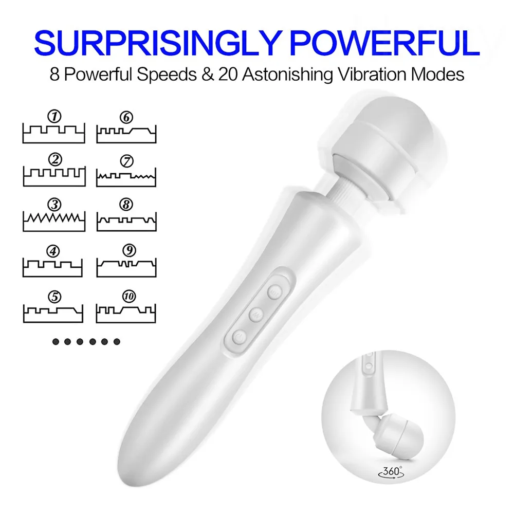 ボディマッサージビブラットパワフルマジックワンドマッサージャーAVバイブレーターセクシーな製品USB充電式バイブレーターおもちゃ