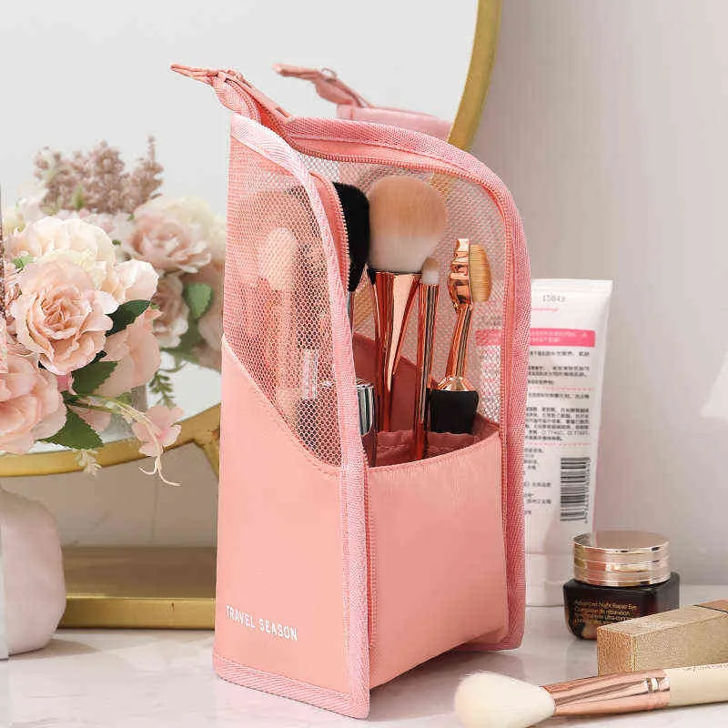 HBP Cosmetische Zakken Cases 1 St Stand Cosmetische Tas voor Vrouwen Doorzichtige Rits Make-up Tas Reizen Vrouwelijke Make-up Borstel Houder Organizer Toilettas 220825