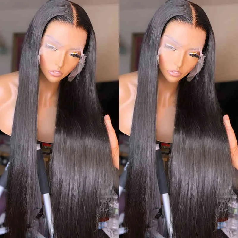 30 36 Inch Bone Straight HD Lace Frontal Human Hair Wigs Brazilian 13x6 Front For Black Women 220713