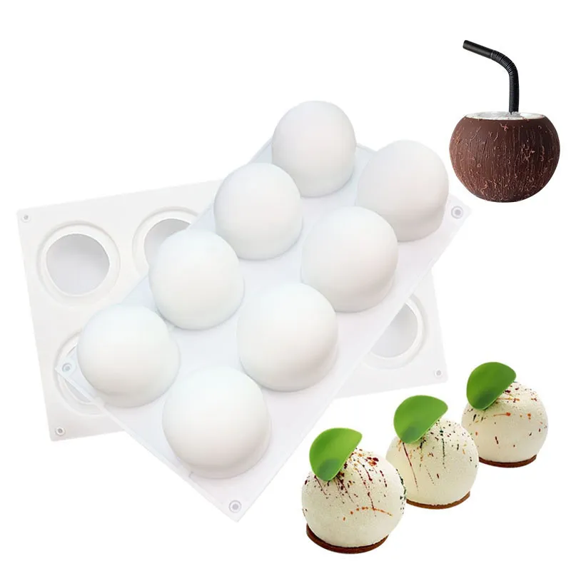 Silicone Chocolate Mold Silicon Ball Cake Moulds 3D Half Sphere Candy Truffle Baking Tray 220517