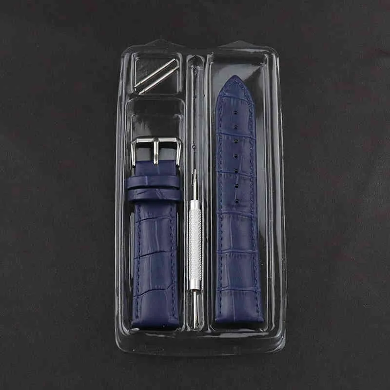 Genuine Leather Strap High Quality Animal Skin Band Purple Black Belt 10mm 12mm 14mm 16mm 18mm 20mm 22m 24mm bands G220420