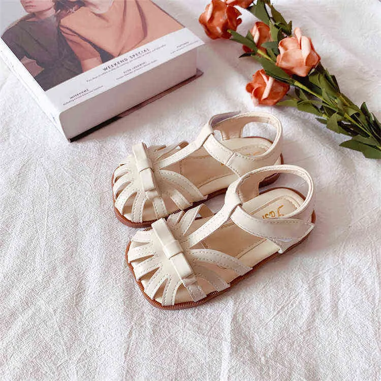 Baby Girl Roman Sandals Summer Children's Little Princess Shoes for Girls Korean Soft Bottom Bow Hollow Roman Shoes G220523