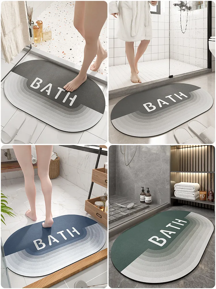 Diatomée boue tapis de bain à séchage rapide toilette absorbant l'eau tapis de pied ménage salle de bain toilette anti-dérapant tapis salle de bain paillasson