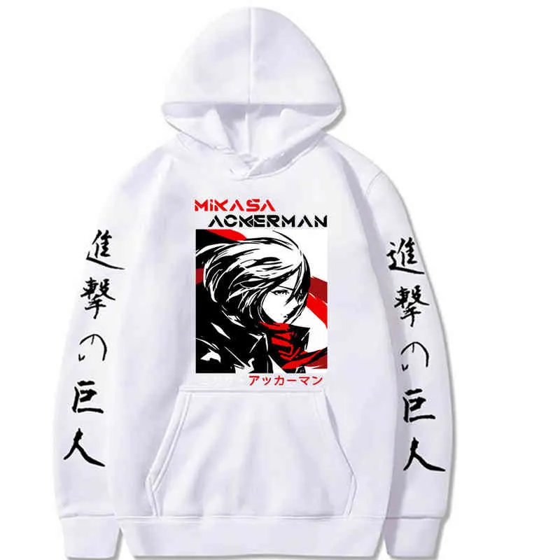Laatste seizoenaanval op Titan Print Mannen Hoodies Sweatshirt Mikasa Ackerman Streetwear Pullover Hoody