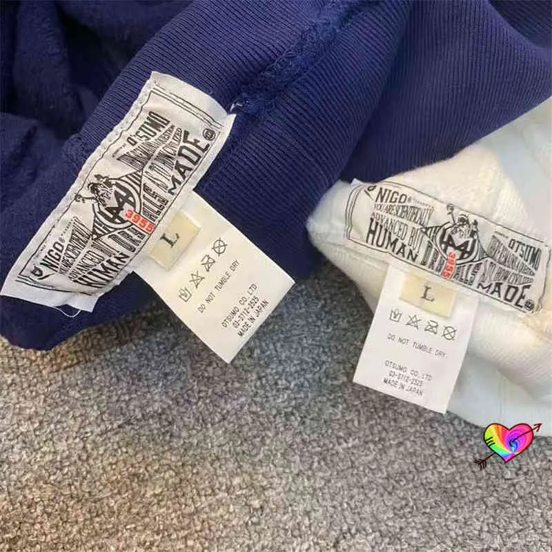 Azul marinho humano feito hoodie homens mulheres de alta qualidade meninas não choram impresso pullovers feitos humanos moletom com capuz oversize t220802