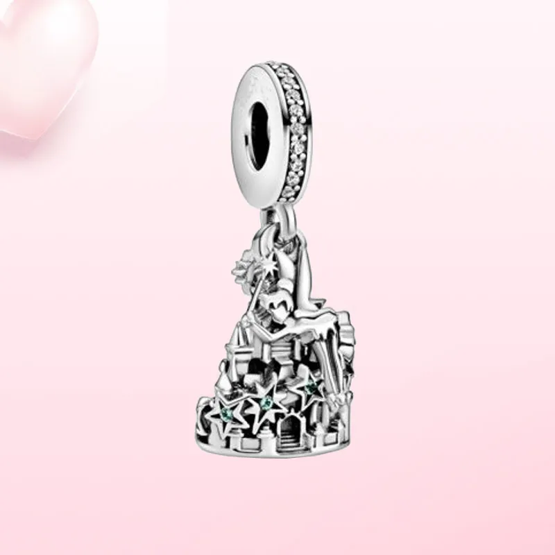 New Popular 925 Sterling Silver Jewelry Beads Silver Charm Tinker Bell Pendant Fairytale Castle for Original Pandora Necklaces Women Fashion Jewelry Gifts