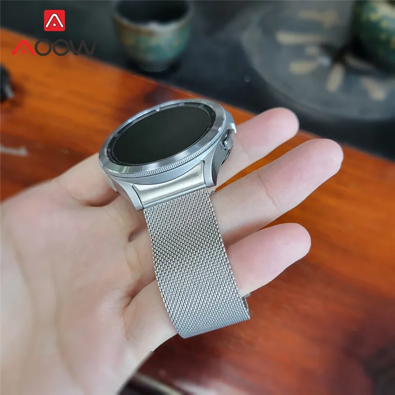 Correa milanesa sin espacios para Samsung Galaxy Watch4 Classic 46 mm 42 mm / reloj 4 44 mm 40 mm Banda de muñeca Pulsera de bucle de metal con extremo curvo 220622