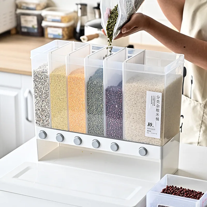 Scatola la conservazione del riso sigillata la casa a parete Contenitore cereali cereali Dispenser alimenti secchi Vaso la conservazione del grano Organizzatore la conservazione della cucina 220719