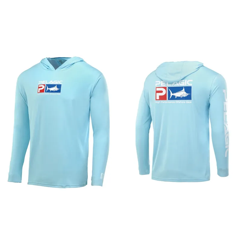 Pelagic Gear 남자 낚시 후드 위장 공연 셔츠 Camisa de Pesca Masculina 낚시 낚시 태양 보호 통기성 T2527