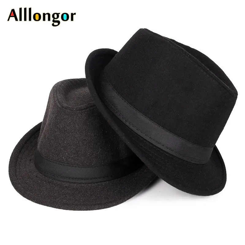 Classici Autunno Inverno Cappello Fedora a tesa corta in feltro Uomo Nero panama Vintage top sombrero trilby cappelli da uomo signore fedora 220513