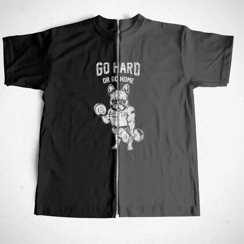 COOLMIND PU0118A 100 % bomull Go Hard Or Go Home Fransk bulldoggtryck herr T-shirt Casual oneck Herr T-shirt Sommar Cool tshirt 220608