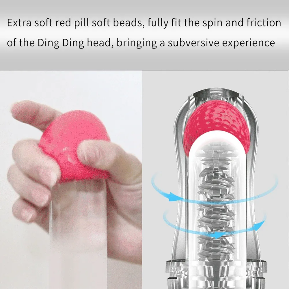 Male Masturbation Device Transparent Airplane Cup Glans Exercise sexy Toy Built-in Stimulation Ball 18