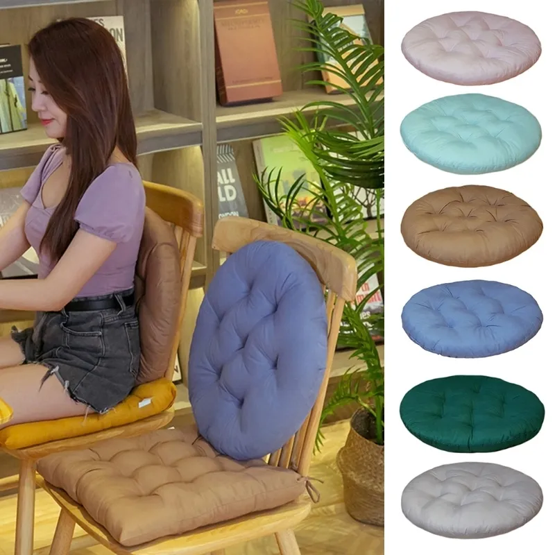 40cm Round Seat Cushion Decorative Indoor Outdoor Solid Color Thick Chair Pad Home Office Car Sofa Tatami Floor Pillow 220406