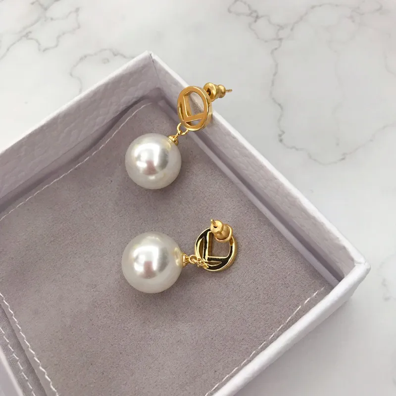 Pearl Earrings Retro Gold Earring Women Designer Jewelry Letters Ladies Ear Studs Luxurys Earing D226293F