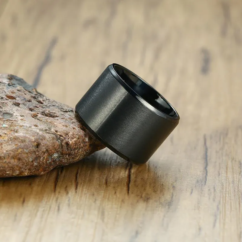 Pierścienie klastra Mężczyźni 15 mm Extra szeroki pierścień lampowy w czarnej stali nierdzewnej masywne opaska męska biżuteria Męskie akcesoria 278s