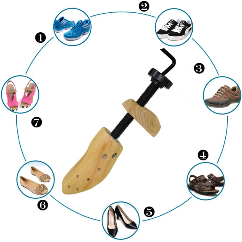 Famtiyaa 1ピースの木製の靴の伸張器の調節可能な男女性フラットポンプブーツエキスパンダシェイパーラック靴の木