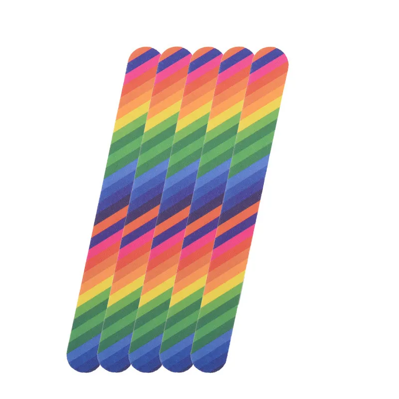 Rainbow Pattern Sandpaper Nail File Home-useEmery Board両面摩擦ストリップカラーツール