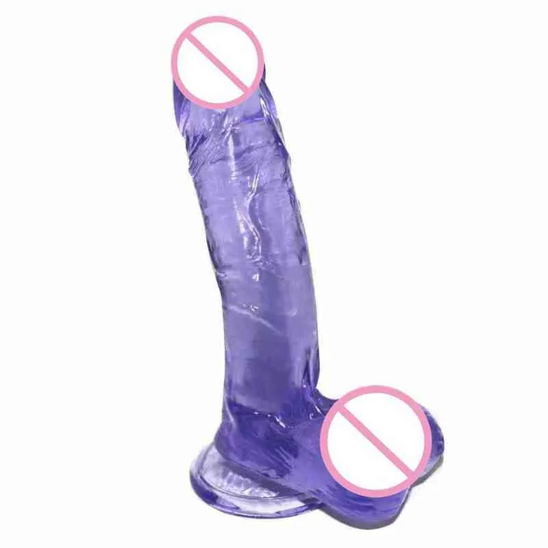 Nxy Dildos Transparent Female Masturbator Sex Products Crystal Simulation Penis Adult Vibration Massage Stick 0316