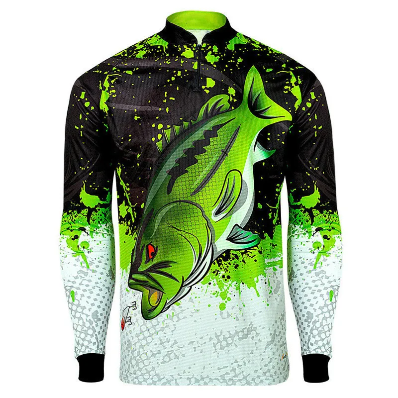 Sun Protection Clothing Hiking Tops Breathable Long Sleeve Fishing Jerseys Selling Fishing Shirts With Zipper For Men 220812