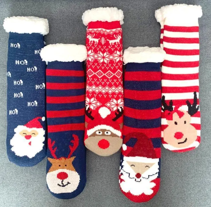 Gebreide kerstsokken Cartoon Kerstboomhut Dames Dikke Sherpa Fleece gevoerde thermische sokken-Kerstversieringen 16 stijlen C0720G023452
