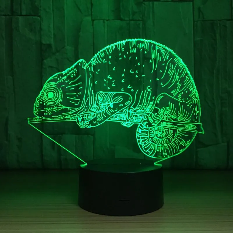 Luces nocturnas camaleón lámpara 3D mesa de lagarto es LED luz nocturna táctil remota USB Lampara bebé durmiendo decoración interior Night1929