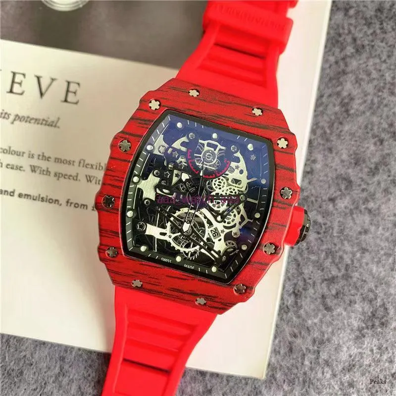 Männer Luxus Sport Designer Marke Uhren Skeleton zifferblatt 43mm Quarz Armbanduhren Männer Mode Silikon Armband Multi Farbe Militär an301a