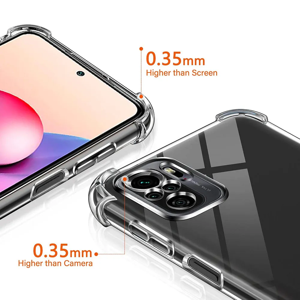 3D Airbag stötsäker silikontelefonfodral för Xiaomi Redmi Note 11 10 Pro Max Clear Ultra Thin Soft Cover Funda Coque Luxury